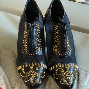 Fantasy Collection Studded Black and Gold Ankle shoes
